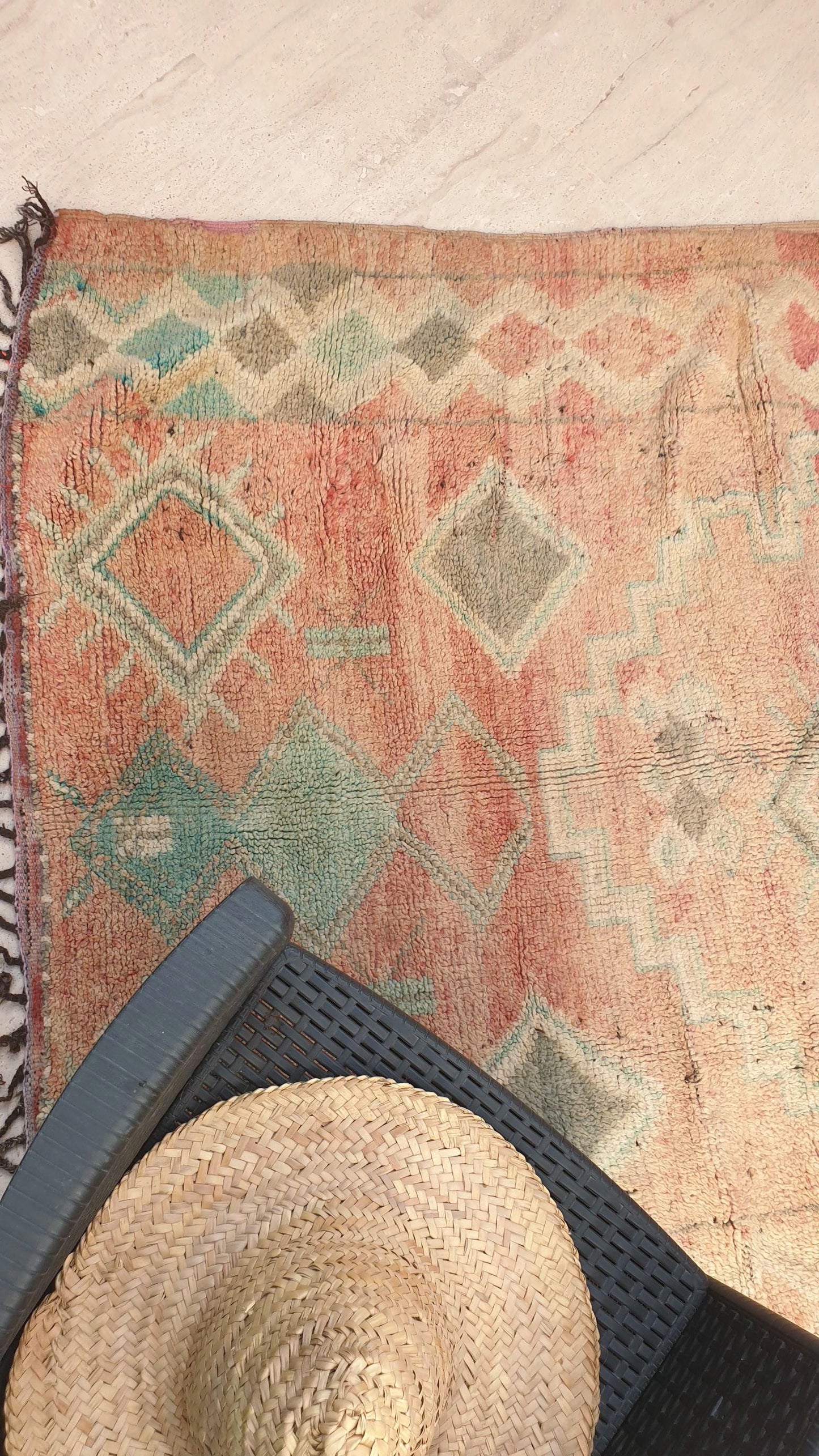 Vintage Moroccan Boujaad Rug, 5.6x10.7 ft Peach Terracotta & Eggshell Tones, Large Handwoven Berber Rug