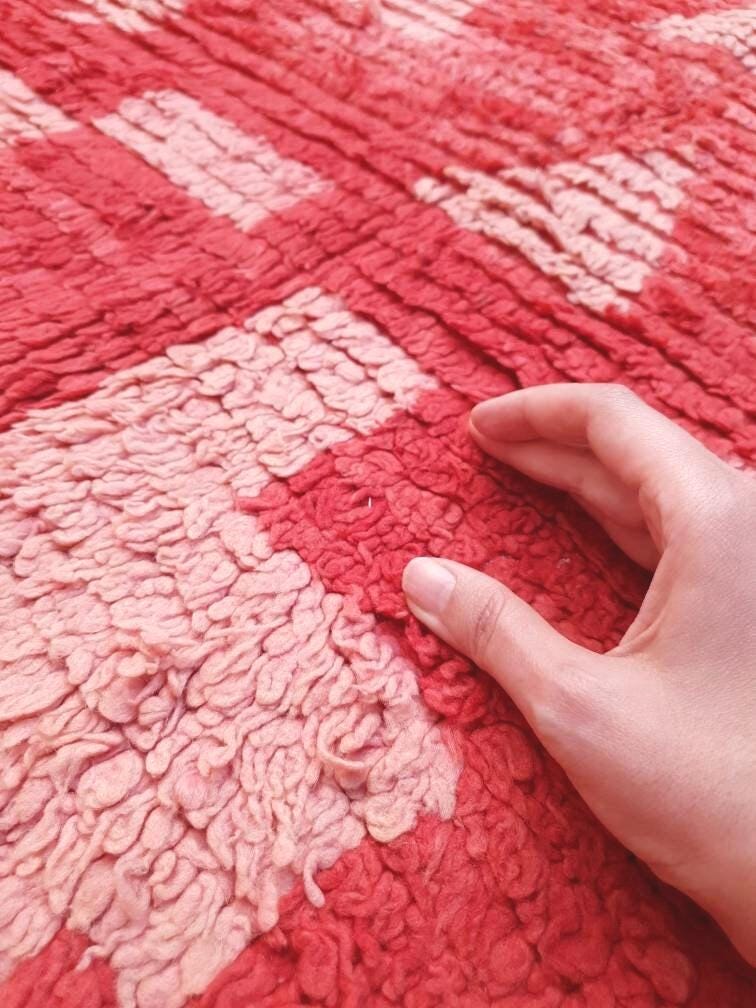 Vintage Moroccan rug 4x7.5 Stunning Blush Red Boujaad rug | Blush Abstract rug | bedroom  handmade wool rug
