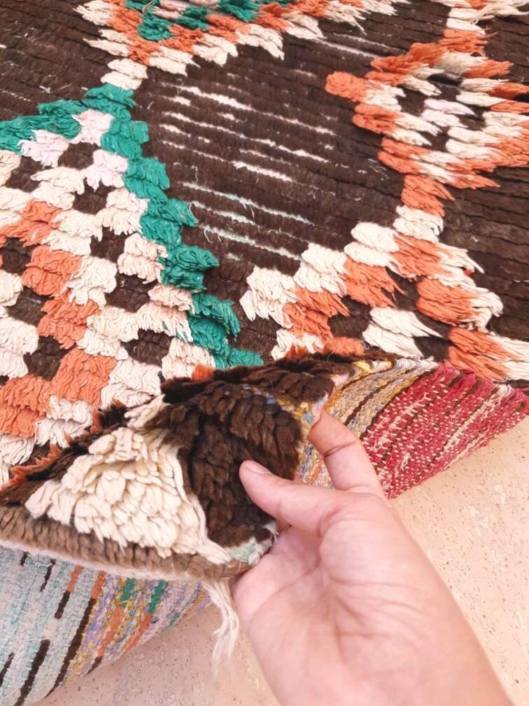 Vintage Moroccan Rug 2.6x9.2 Brown Boho retro runner Rug Morrocan rug  bedroom rug, living room rug boujaad accent rug