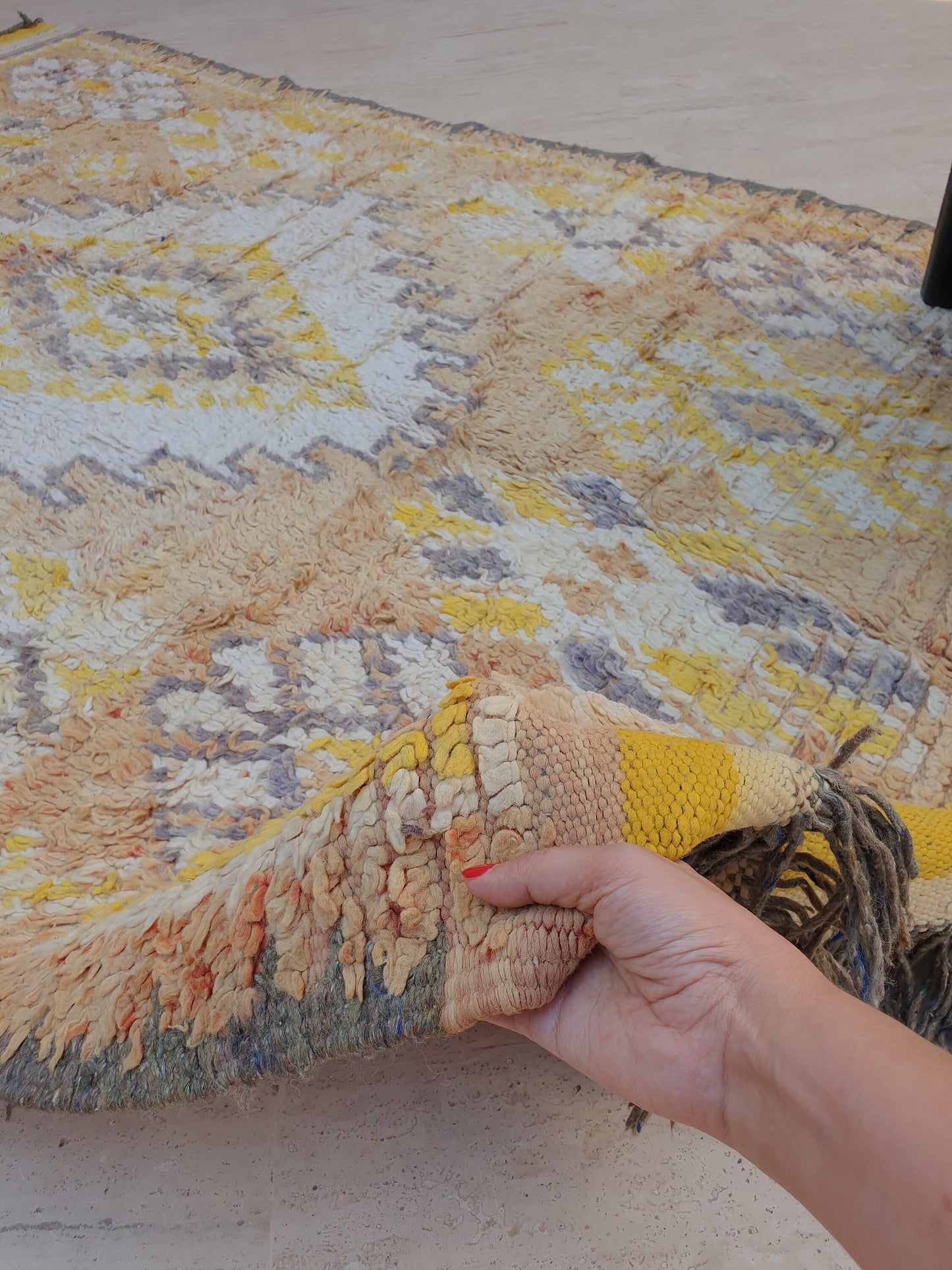 Stunning Moroccan rug 5x8.8 Rare Antique Yellow Gray Vintage Boujad rug Authentic  Morrocan Tribal Saffron rug
