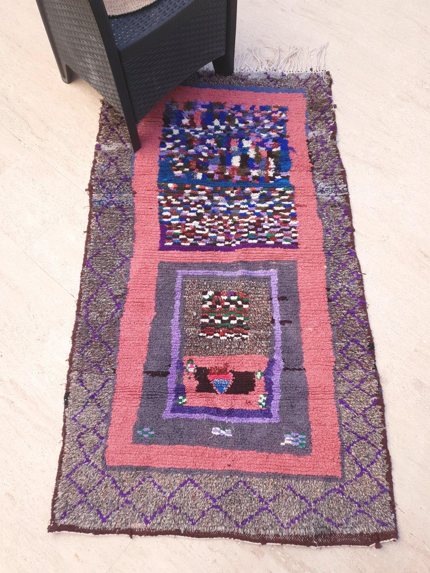 Unique Moroccan Handmade Rug 3.1x5.6 Vintage Berber Art Piece rug