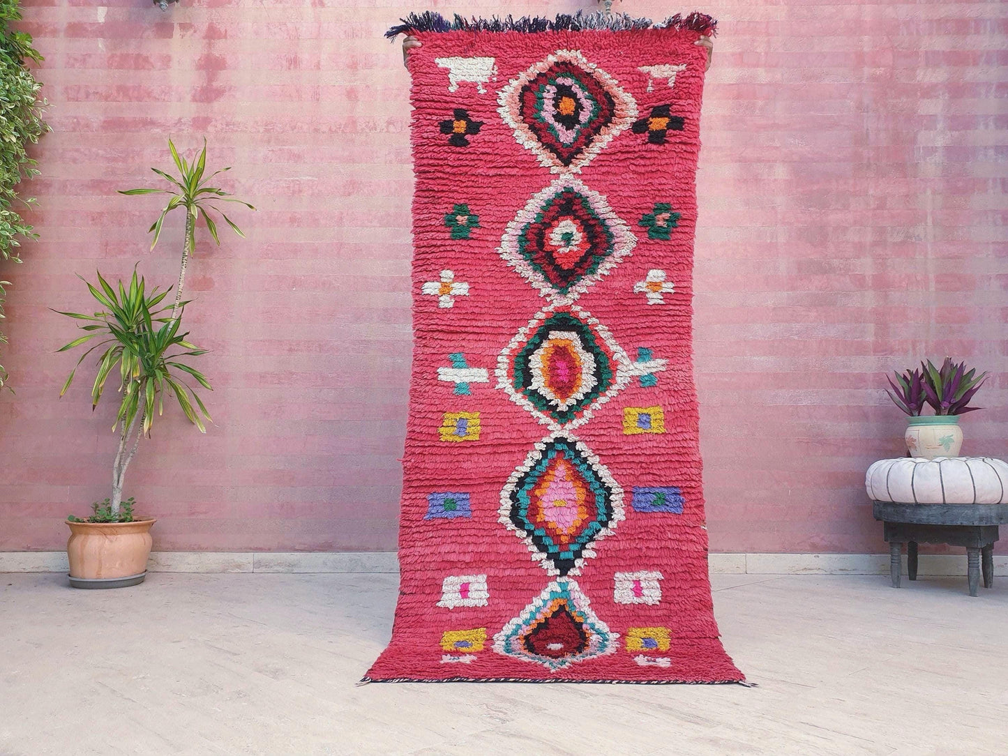Moroccan Runner Rug 3x7 Super Pretty Colorful Boujaad rug "HappY"  Super unique soft rug living room rug