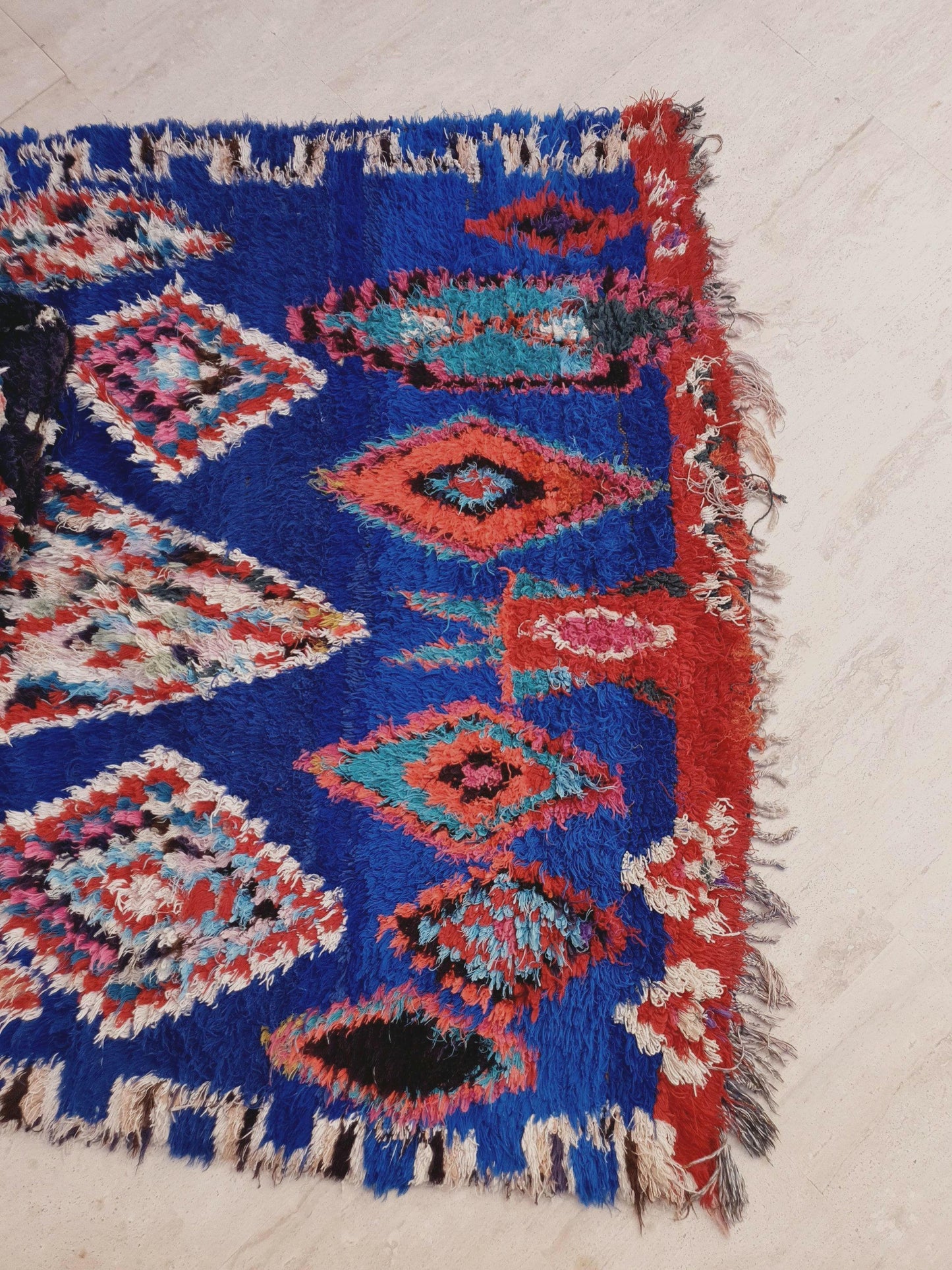 Majestic Vintage Moroccan rug 5.2x8 "Blue Orchid" Unique Stunning blue Azilal Berber rug, boujaad rug boucherouite rug