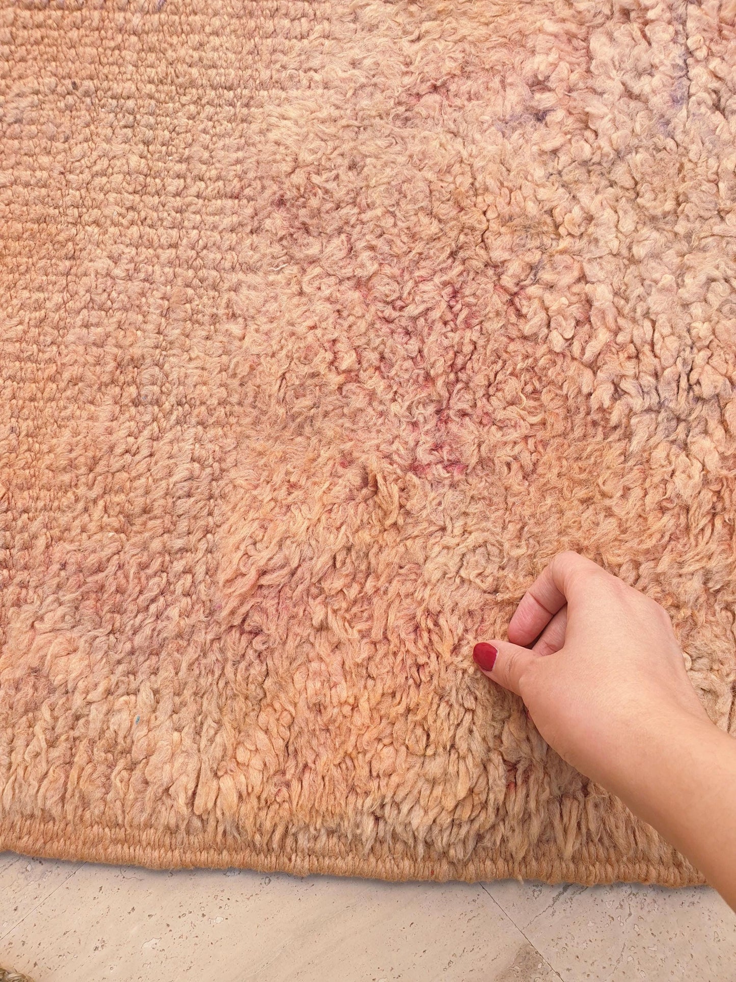 Vintage Faded Peach Beni M’Guild Runner, Subtle Tattoo Pattern, 3.4 x 8.2 ft