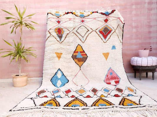 Fine Moroccan Rug 6.1x9.1 by Me, designer Soft Berber Azilal Rug, Large Wool Rug, Nursery rug, living room rug