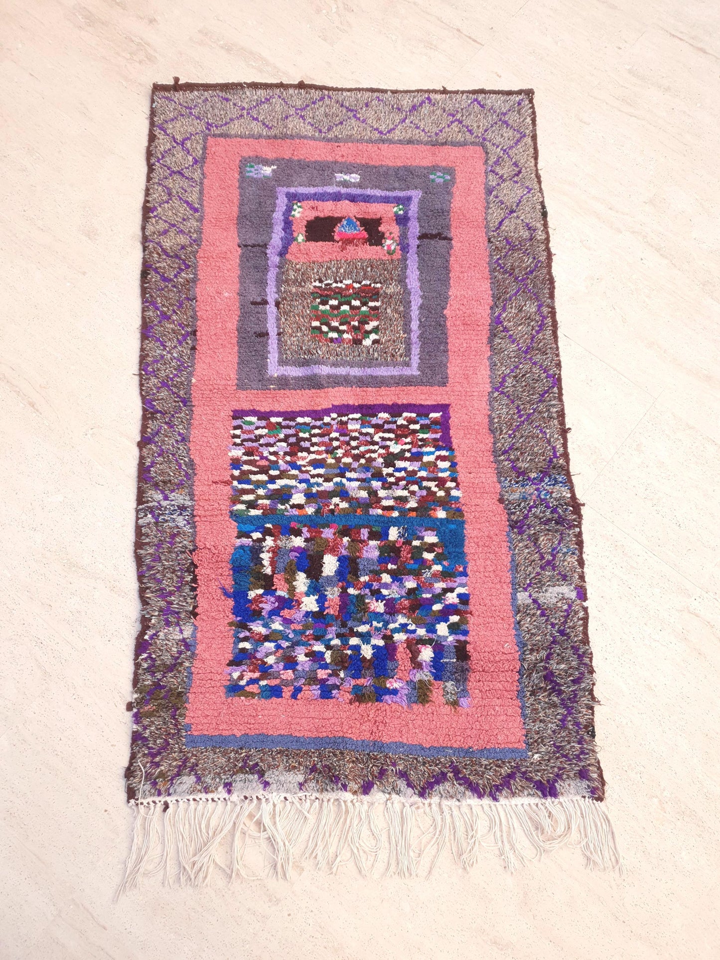 Unique Moroccan Handmade Rug 3.1x5.6 Vintage Berber Art Piece rug
