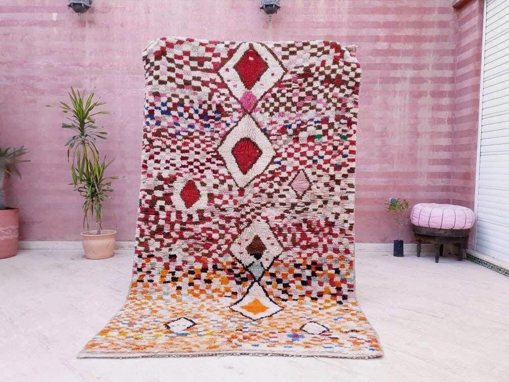 Vintage Moroccan Boujaad Rug 5x8, Authentic Berber Beige Rug