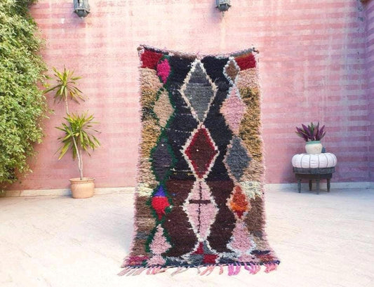 Vintage Moroccan Rug 2.7x5 Stunning Unique  Colorful Pretty vintage Rug, blush pastels boujaad berber rug artistic rug