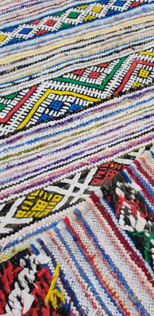 Vintage Moroccan Kilim Runner Rug, Handwoven Berber Wool (2.9x8.7 ft)