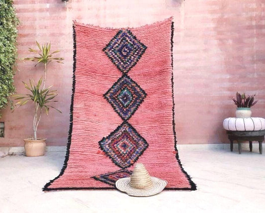 Vintage Moroccan rug | 4x7.7 Genuine Boujaad rug | A Stunning Gem | Unique blush warm tones muted blush coral rug