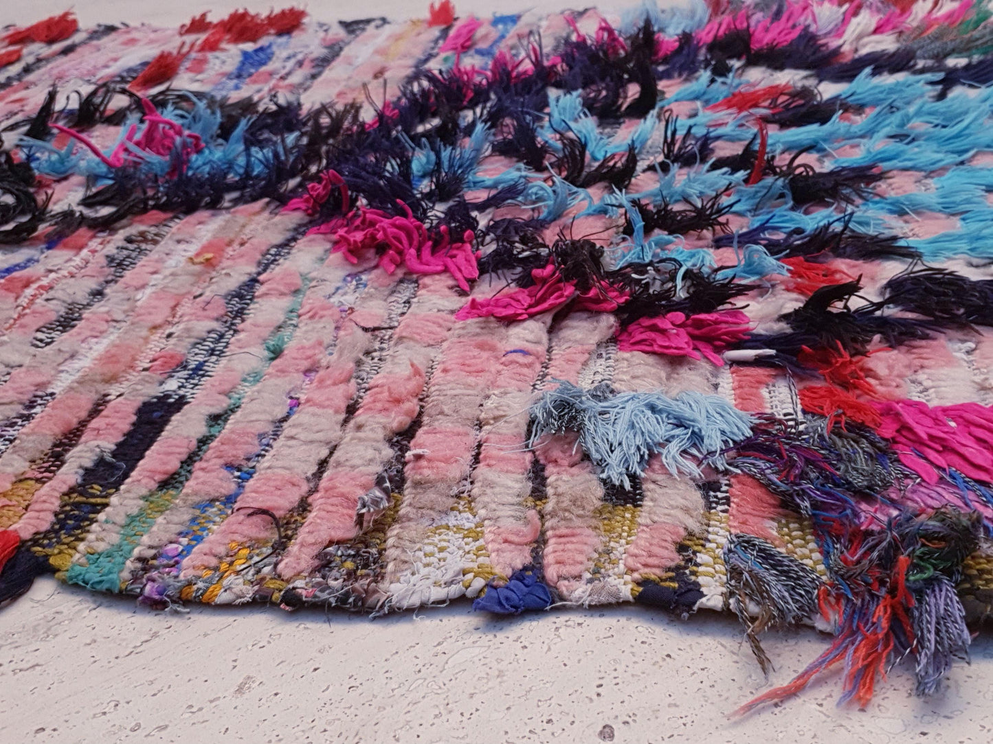 Super Pretty Moroccan Rug 2.7x6.8 Color-Burst Boujaad Runner, playful pink  checkered rug, Festive boucherouite art rug, Unique colorful