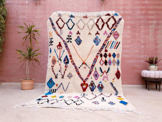 Handmade Moroccan Azilal Wool Rug, Berber Bedroom Nursery Rug (5.3x8.6 ft)