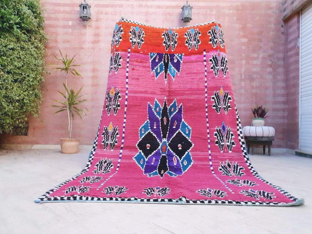 Gorgeous Moroccan Rug, Hot Pink Berber Rug 5.9x9 Unique boujaad rug, Morrocan runner rug handmade bohemian rug