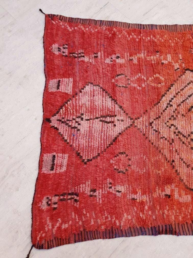 Vintage Moroccan rug 5x8.7 Precious boujaad rug blush red carpet, Incredible Unique tribal living room rug