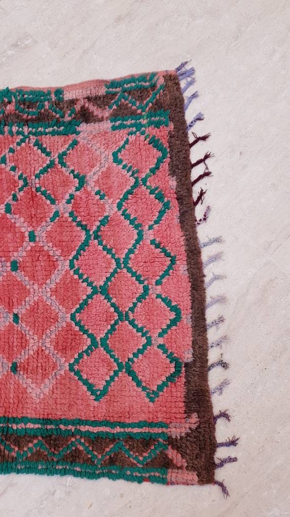 Vintage Blush Boujaad Rug, Moroccan Runner Rug 2.8x9.2 ft