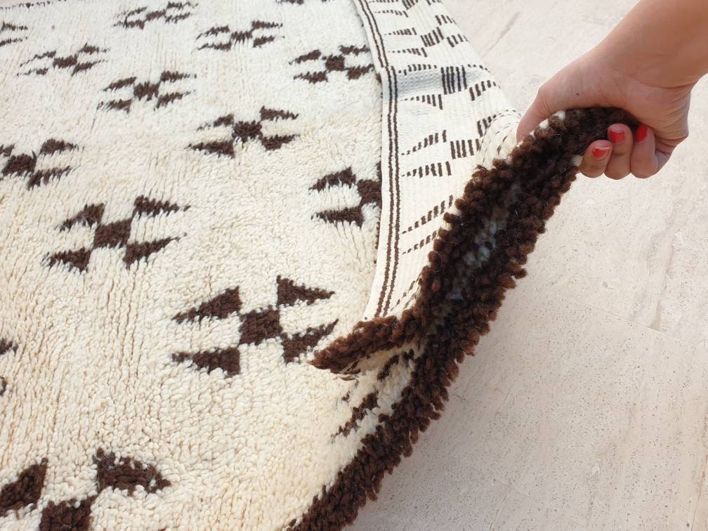 Vintage Moroccan Rug | 5.8x8.8 Stunning Authentic Vintage Beni Ourain Rug | Offwhite Cream Brown Unique Berber rug