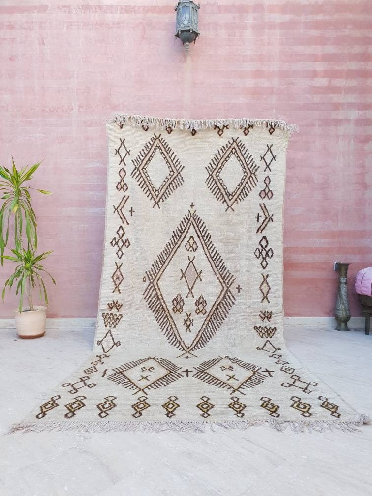 Vintage Moroccan Azilal Rug, Berber Bedroom Living Room Rug (4.5x9.3 ft)