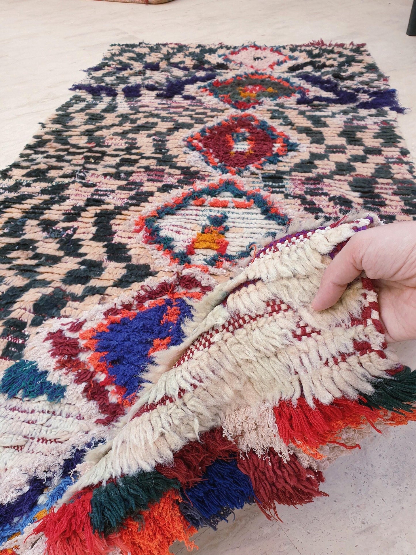 Vintage Moroccan rug 3.8x7.6 "Sahara" Unique Boujaad Rug Collector vintage boujad rug beni ourain rug