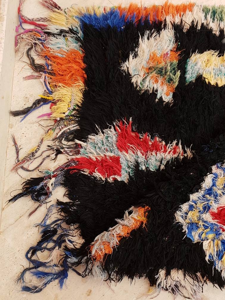 Vintage Boujaad Berber Rug, Artistic Moroccan Rug, 3.8x7.6 ft