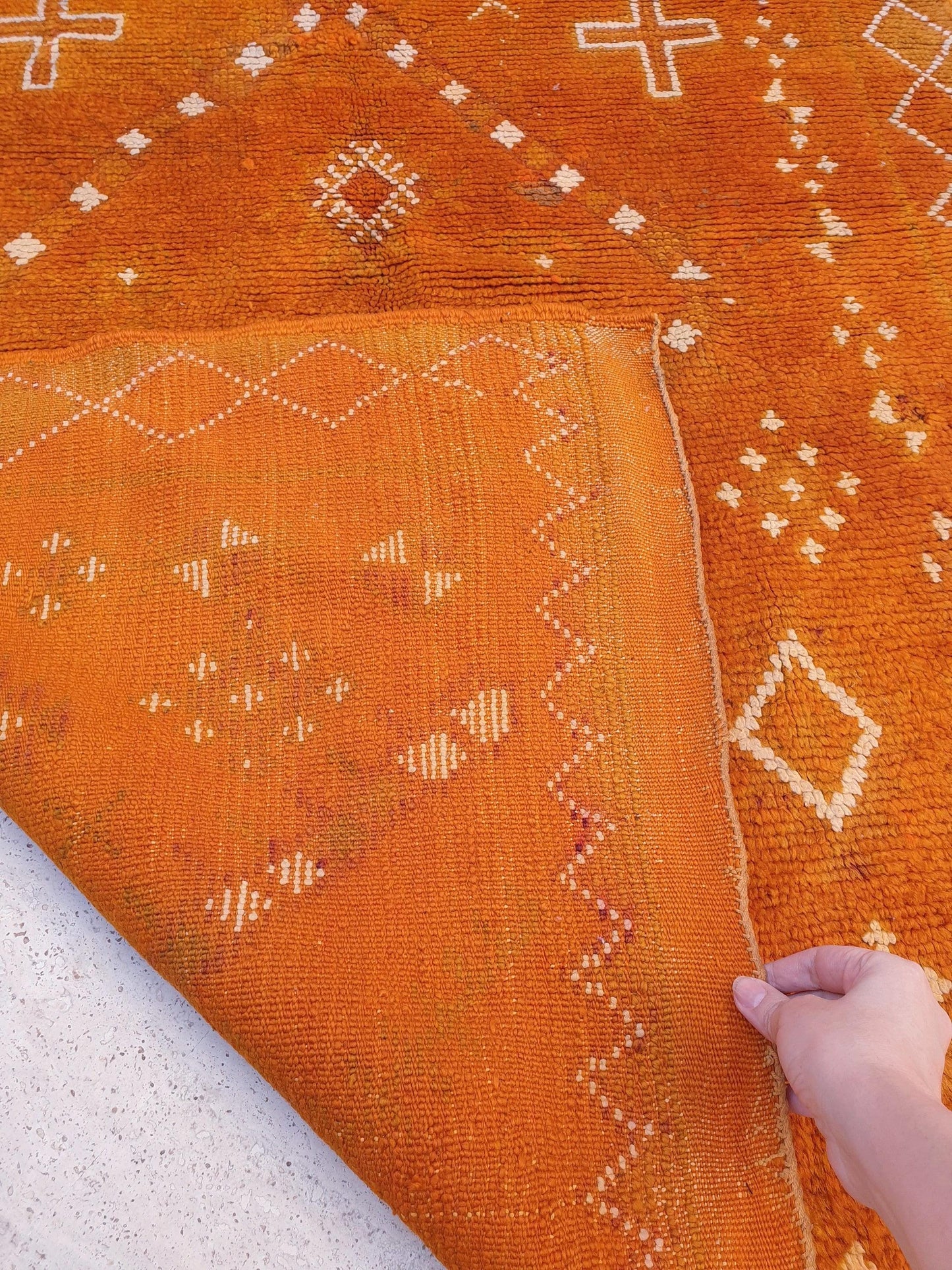 Stunning Vintage moroccan rug 3.8x7.8 Saffron Berber rug,  Curcuma vintage boujaad rug, unique tribal rug