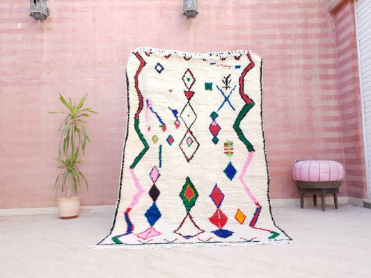 Moroccan rug soft Azilal rug 4.6x7.2 most authentic berber morrocan rug, "Fati Flower" bedroom rug living room rug nursery rug boho rug