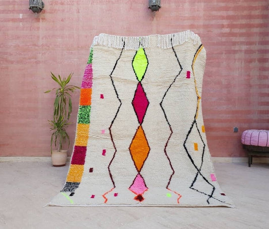 Fine Moroccan Rug, 5.5x8 ft, Colorful Berber Azilal Rug, Handwoven Zayania Design