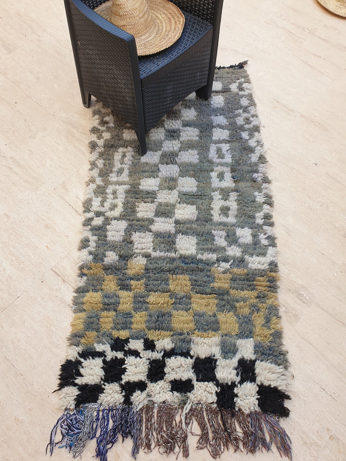 Vintage Moroccan Rug 2.7x6 gray runner rug, grey boujaad accent rug bedroom rug living room rug boucherouite rug