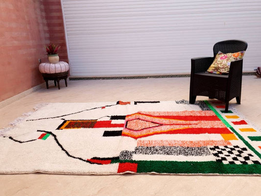 Handspun Wool Moroccan Rug 5.5x8.5, Fine Berber Azilal Rug