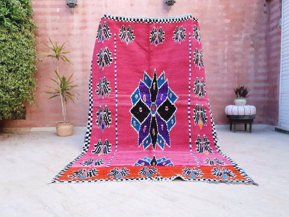 Gorgeous Moroccan Rug, Hot Pink Berber Rug 5.9x9 Unique boujaad rug, Morrocan runner rug handmade bohemian rug