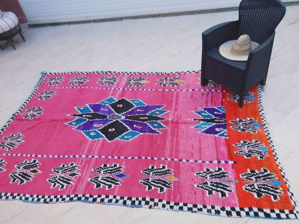 Gorgeous Moroccan Rug, Hot Pink Berber Rug 5.9x9 Unique boujaad rug, Morrocan runner rug handmade bohemian rug