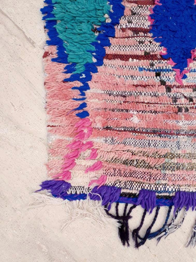 Vintage Moroccan Rug 4.5x6.7 Gorgeous Abstract boujaad Rug large bedroom rug living room rug, Pink red rug