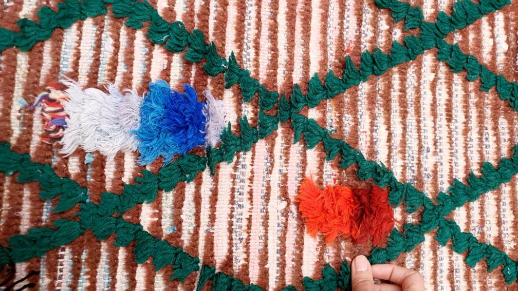 Vintage Moroccan rug 2.9x5.9 Stunning Unique Boujaad rug |  Unique Artistic Boujad Rug