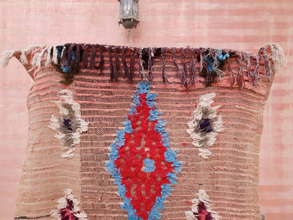 Vintage Moroccan Rug 3.5x9.5 boujaad runner rug blush pink rug living room rug hallway rug bedroom rug pink rug