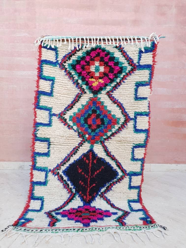 Vintage Azilal Moroccan Rug, Berber Runner Rug (3.3x6.5)