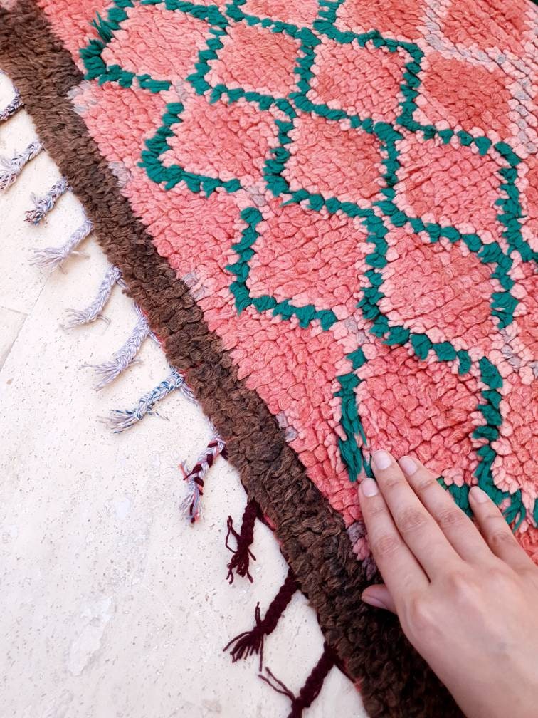 Vintage Blush Boujaad Rug, Moroccan Runner Rug 2.8x9.2 ft