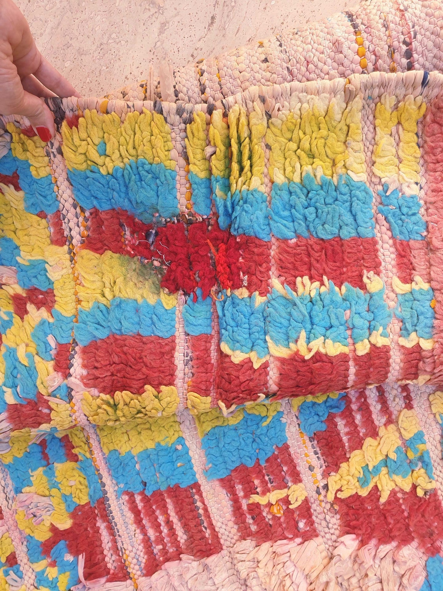 Gorgeous Vintage Moroccan Art Rug, Tribal Boujaad Rug 4.7x9 ft