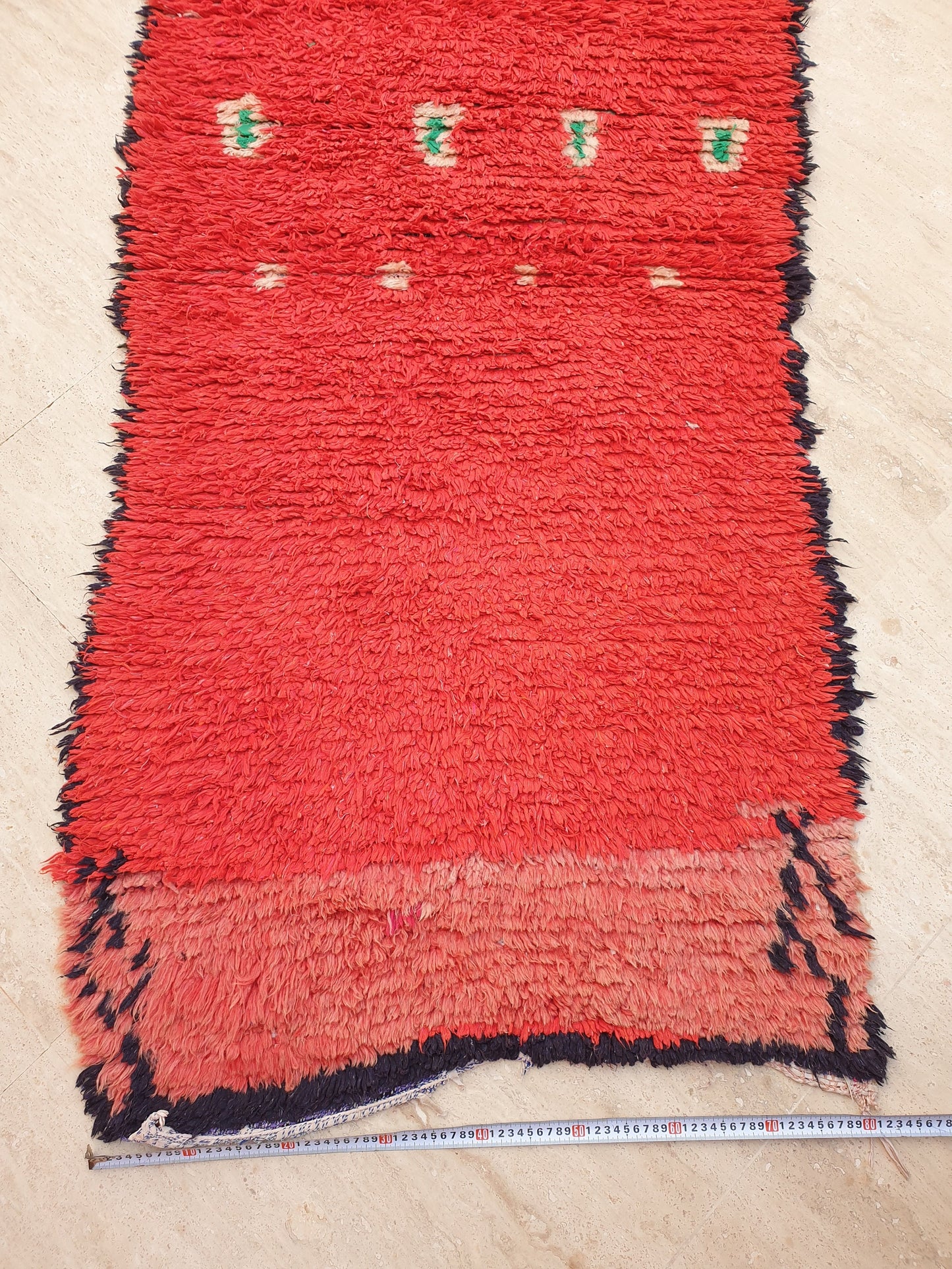 Vintage Moroccan Rug 3x9.2 Gorgeous Unique Red Boujaad Statement Runner Rug, red living room rug Abstract rug