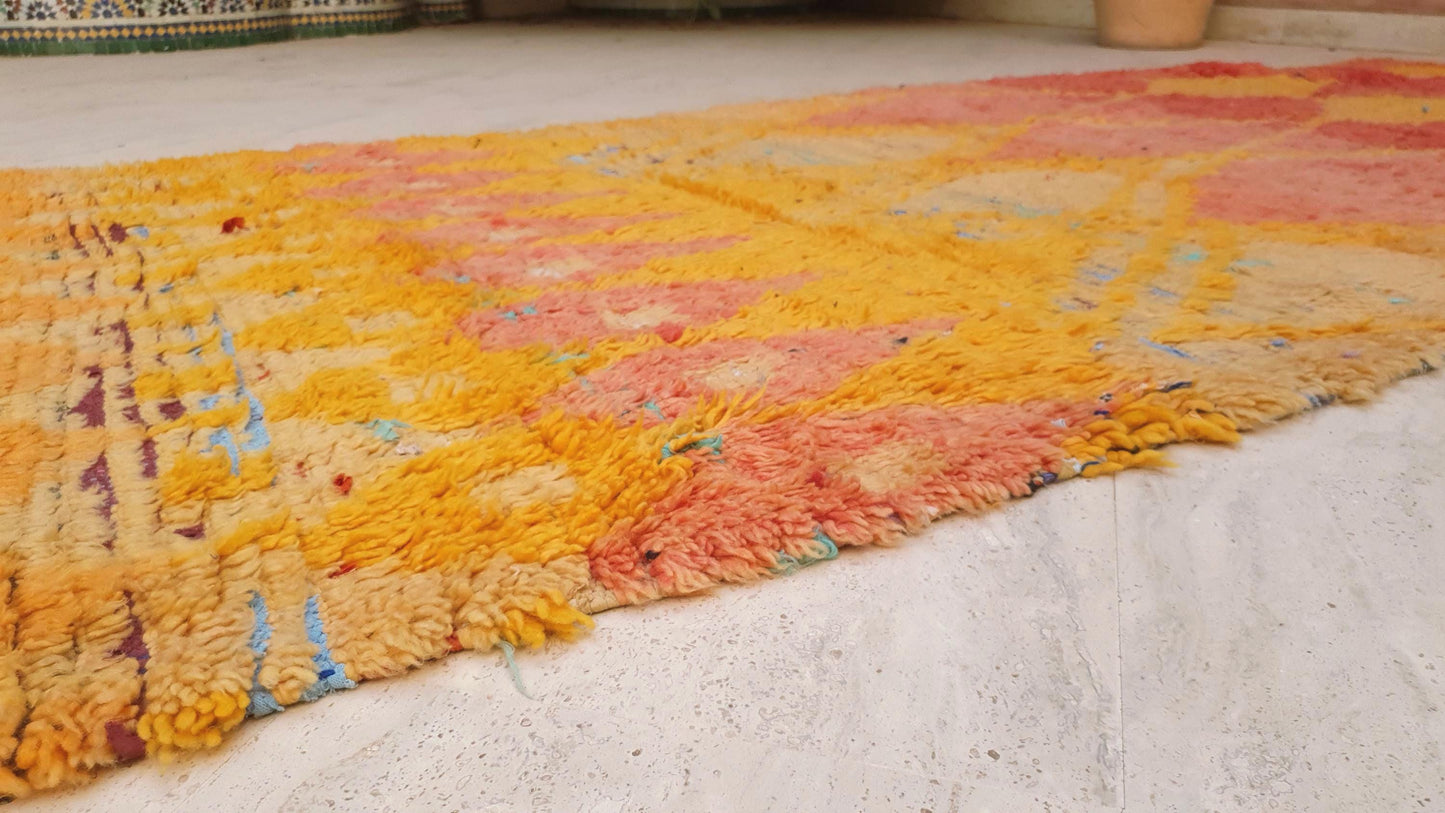 Vintage Boujaad Runner Rug, 4.2x12.1, Handwoven Moroccan Wool Rug
