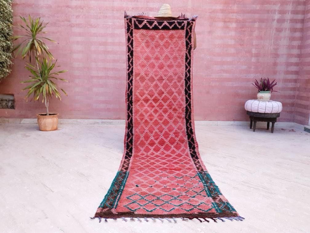 Vintage Blush Boujaad Rug, Moroccan Runner Rug 2.8x9.2 ft