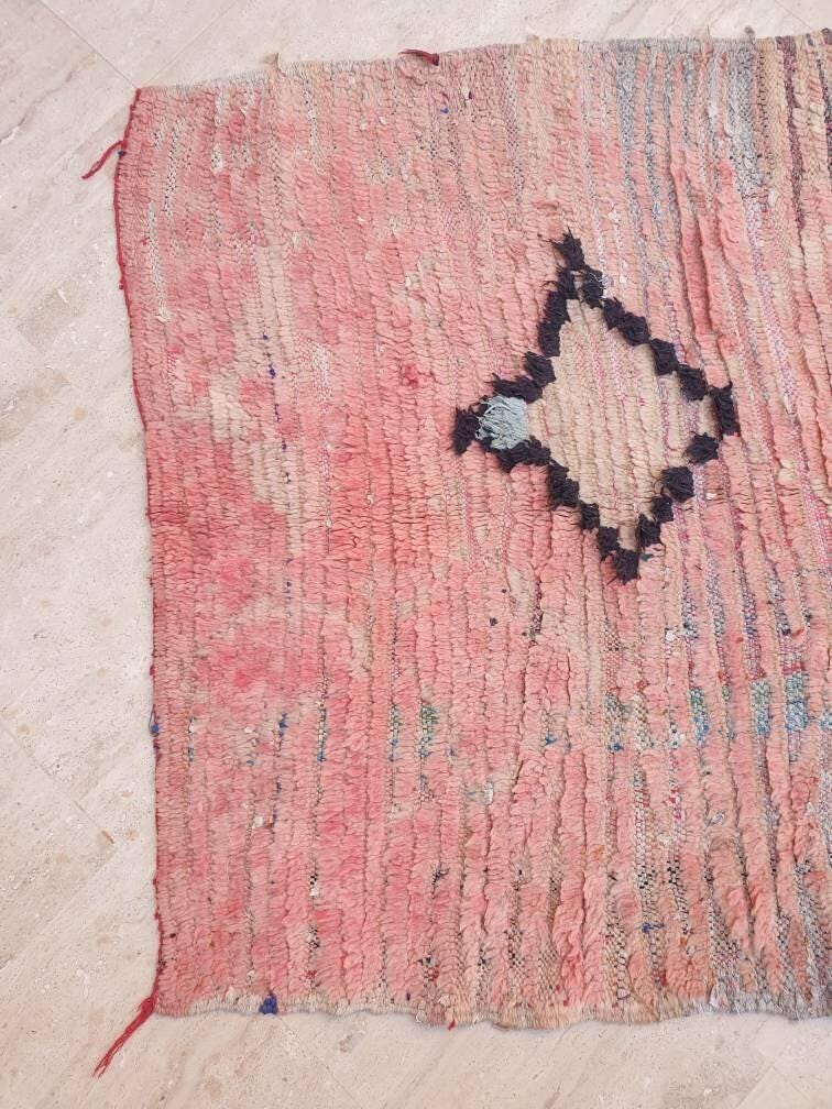 Vintage Moroccan Rug 3.4x6.7 Stunning Moroccan boujaad Rug blush pink rug Antique rug living room rug beni ourain rug