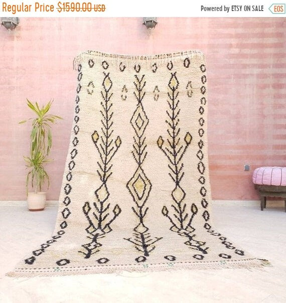 Vintage Berber Rug, 4.8x9.5, Antique Moroccan Azilal Rug