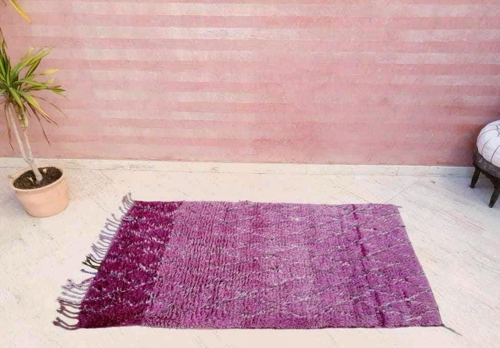 Vintage Moroccan Rug 3.5x6.2 Gorgeous Purple Boujaad rug, Tribal rug, Unique rug,  purple wool rug boujaad Wool rug