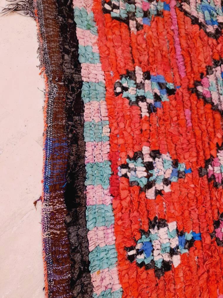 Vintage Red Moroccan Boucherouite Rug, 5x7.7 Berber Rug