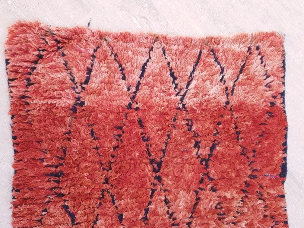 Vintage Fire Red Boujaad Moroccan Rug, Hallway Runner 2.9x8.2