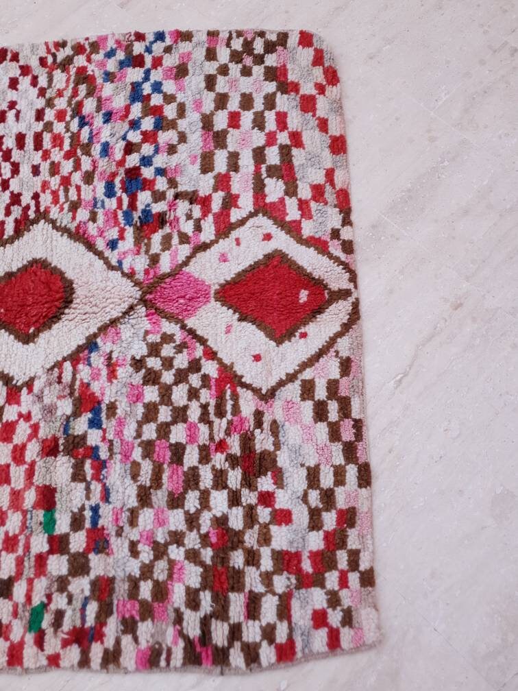 Vintage Moroccan Boujaad Rug 5x8, Authentic Berber Beige Rug