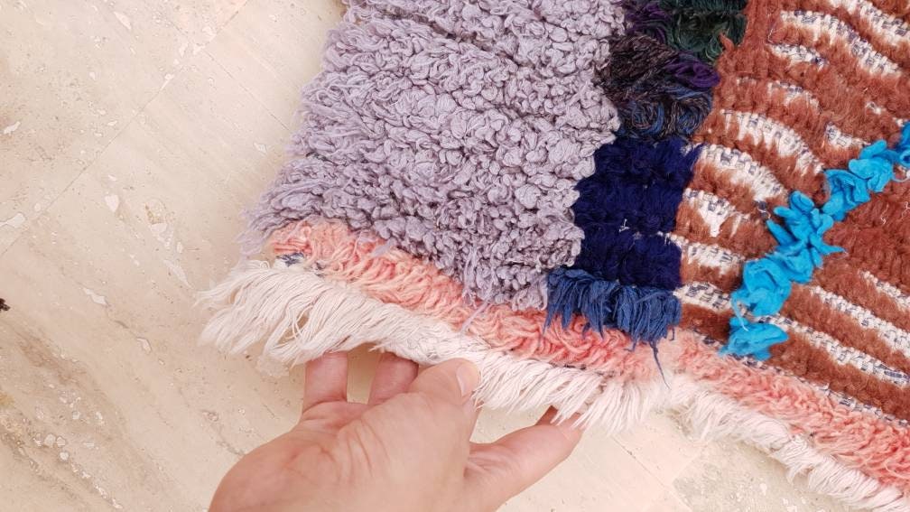 Vintage Moroccan rug 2.9x5.9 Stunning Unique Boujaad rug |  Unique Artistic Boujad Rug