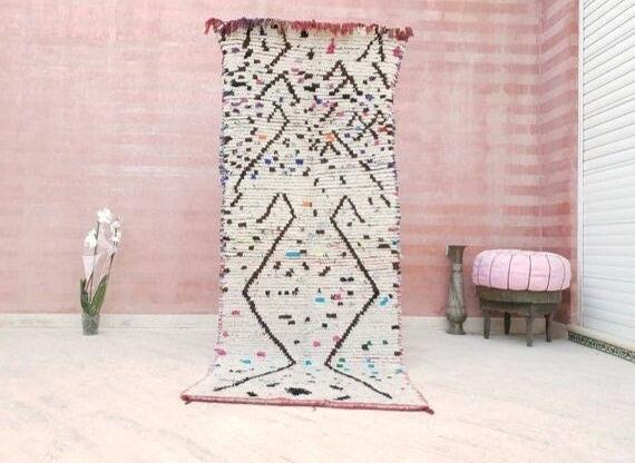 Vintage Berber Azilal Runner Rug, Moroccan Sprinkles Design (3x7.3 ft)