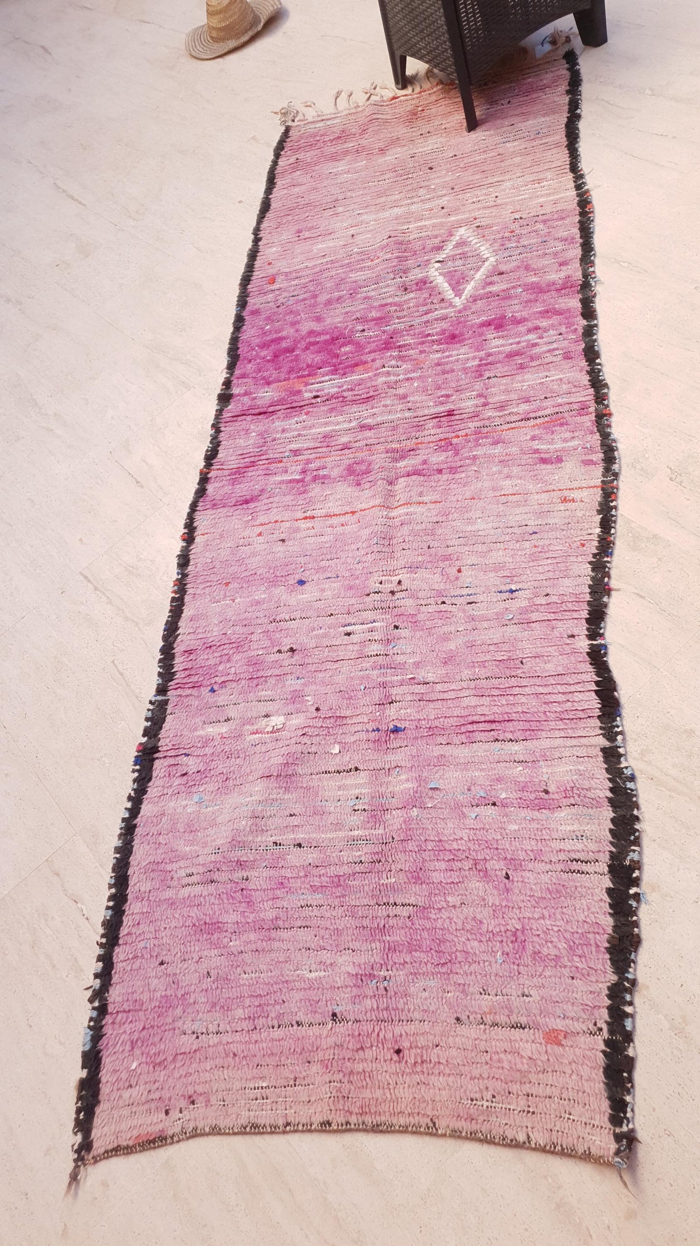 Vintage Moroccan Runner Rug 3.2x10  Gorgeous Boujaad Rug "Purple Dream" Runner rug Blush mauve Lavender rug