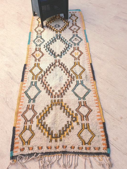 Vintage Berber Moroccan Runner Rug, 3x9, Tribal Bohemian Style