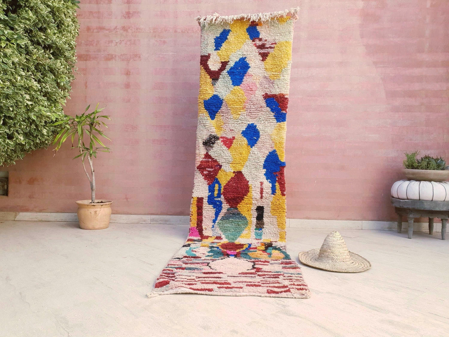 Gorgeous Moroccan Rug 2.5x10  Unique Boujaad runner rug, Colorful Artistic rug, Abstract Wool Hallway rug